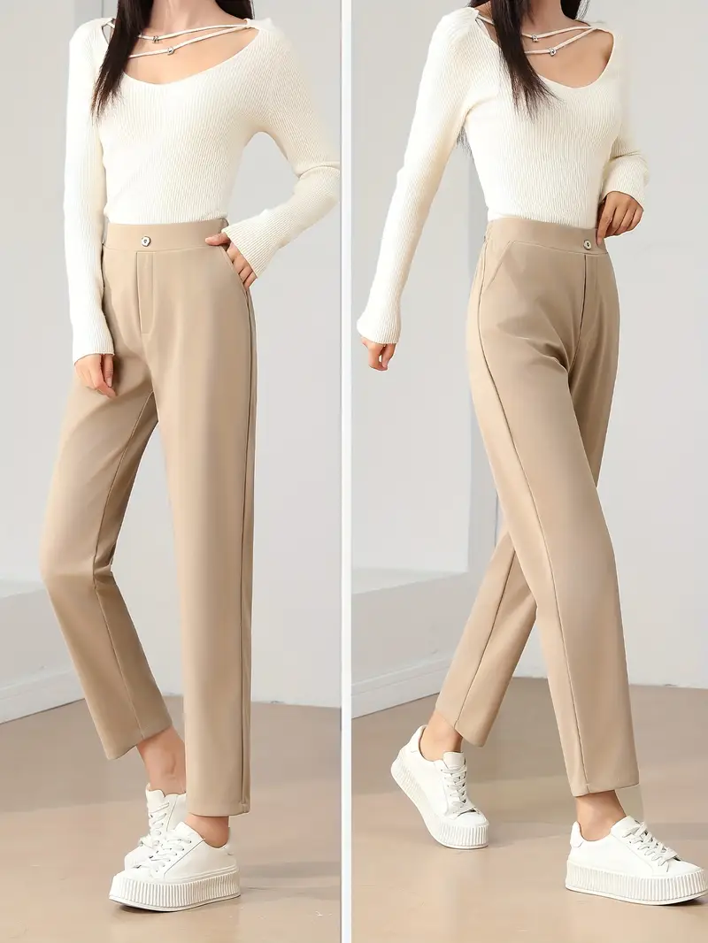 1 kom, Ženske Elegantne Hlače Visokog Struka s Širokim Nogavicama, Petite Odijelo Traperice Ravne Noge, Proljeće/Ljeto Dolazak Casual Wide-Leg Jeans s Džepovima, Rastezljiva Tkanina